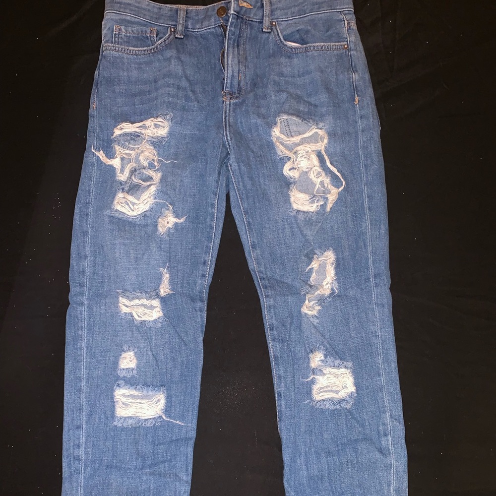 BOYFRIEND royal blue forever 21 ripped jeans